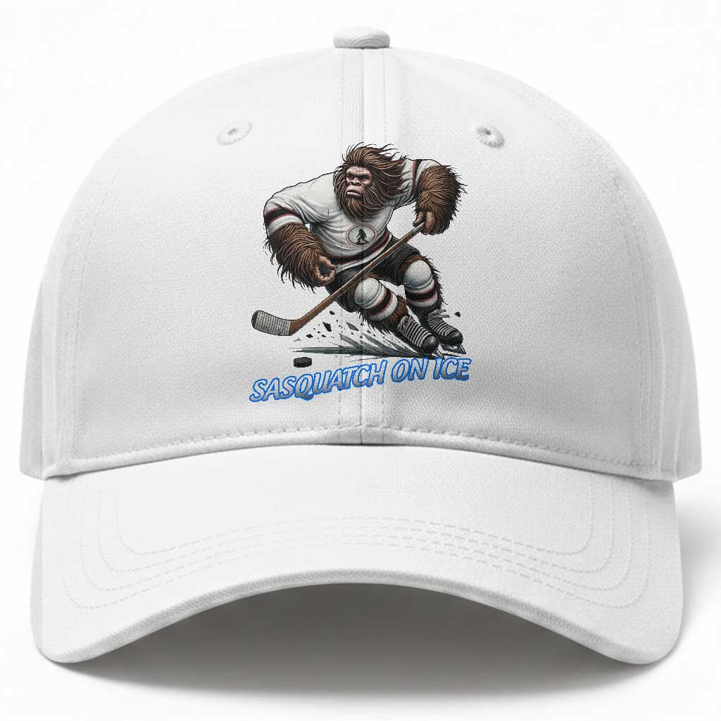 Sasquatch On Ice Baseball Cap Funny Bigfoot Hockey Player Gift TS12 Print Your Wear