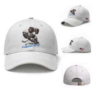Sasquatch On Ice Baseball Cap Funny Bigfoot Hockey Player Gift TS12 Baseball Cap Universal Fit White Print Your Wear