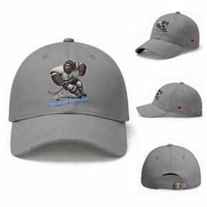 Sasquatch On Ice Baseball Cap Funny Bigfoot Hockey Player Gift TS12 Baseball Cap Universal Fit Sport Gray Print Your Wear