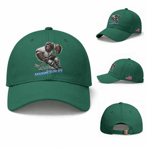 Sasquatch On Ice Baseball Cap Funny Bigfoot Hockey Player Gift TS12 Baseball Cap Universal Fit Irish Green Print Your Wear