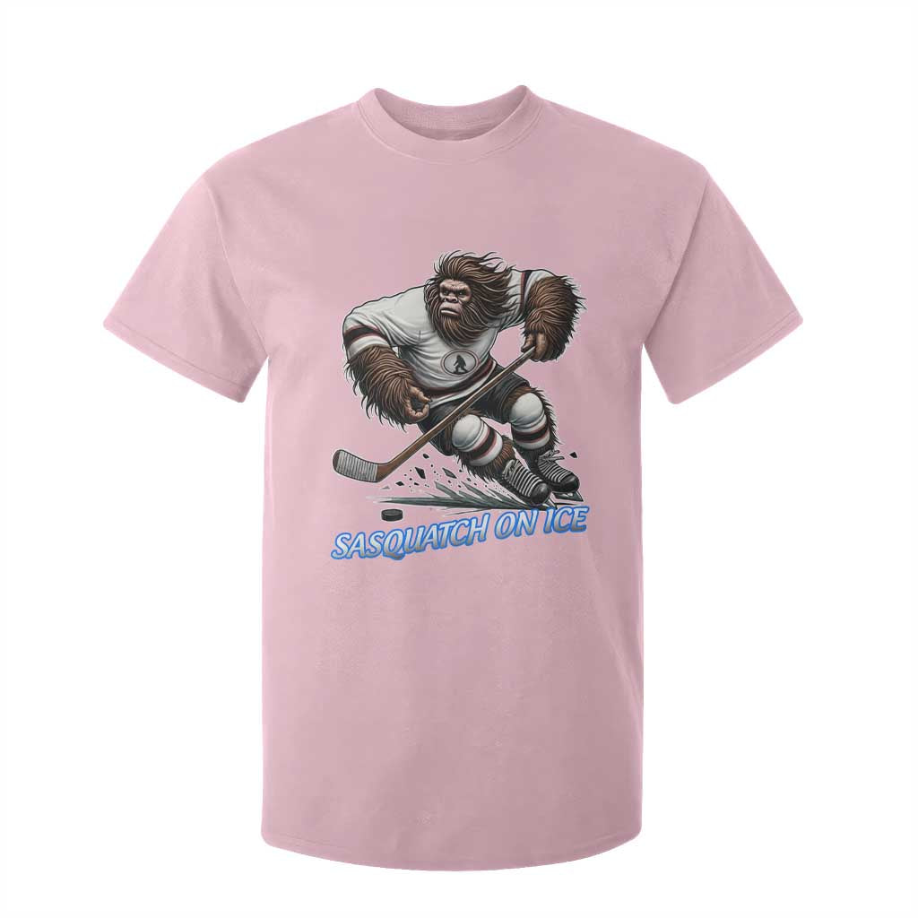 Sasquatch On Ice T Shirt For Kid Funny Bigfoot Hockey Player Gift TS12 Light Pink Print Your Wear