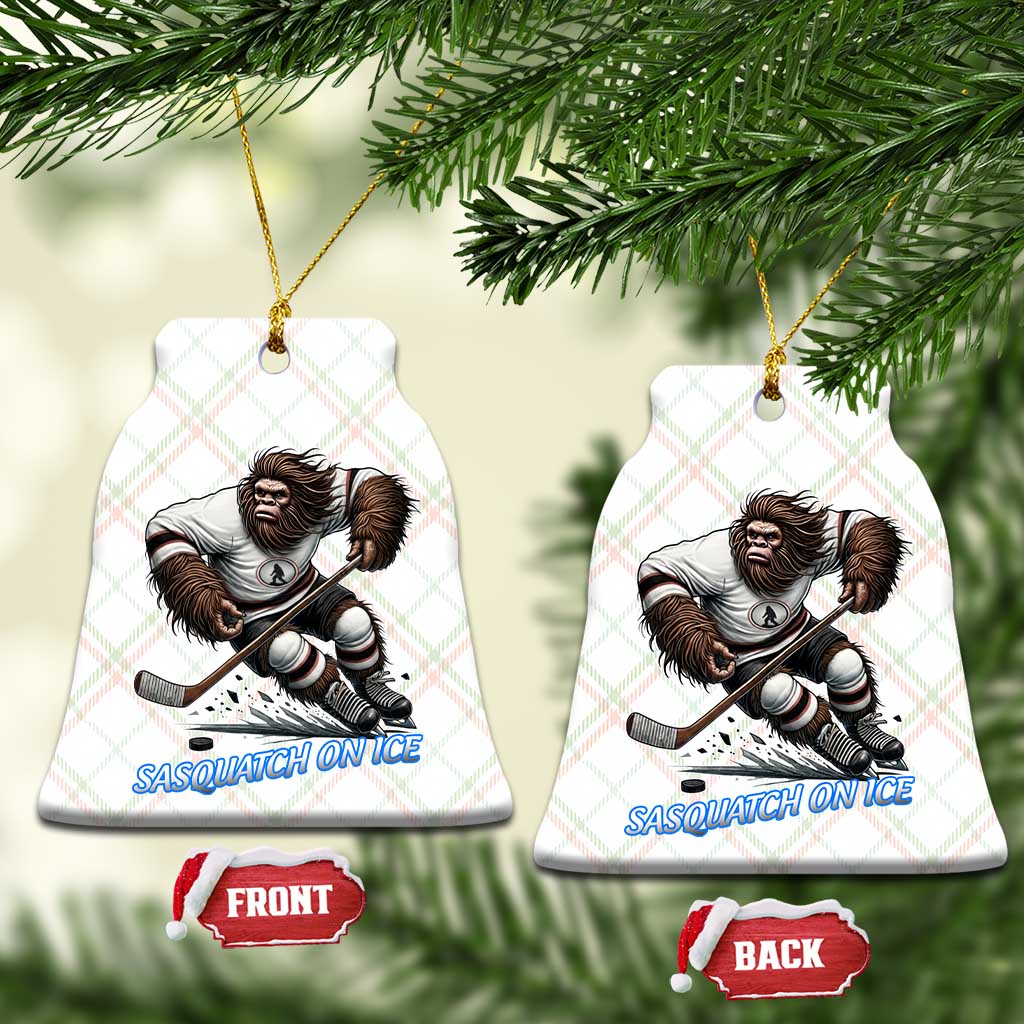 Sasquatch On Ice Ceramic Ornament Funny Bigfoot Hockey Player Gift TS12 Print Your Wear