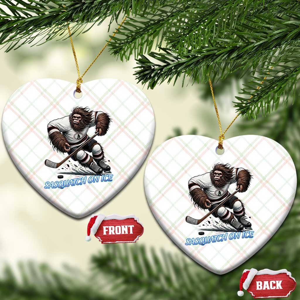 Sasquatch On Ice Ceramic Ornament Funny Bigfoot Hockey Player Gift TS12 Print Your Wear