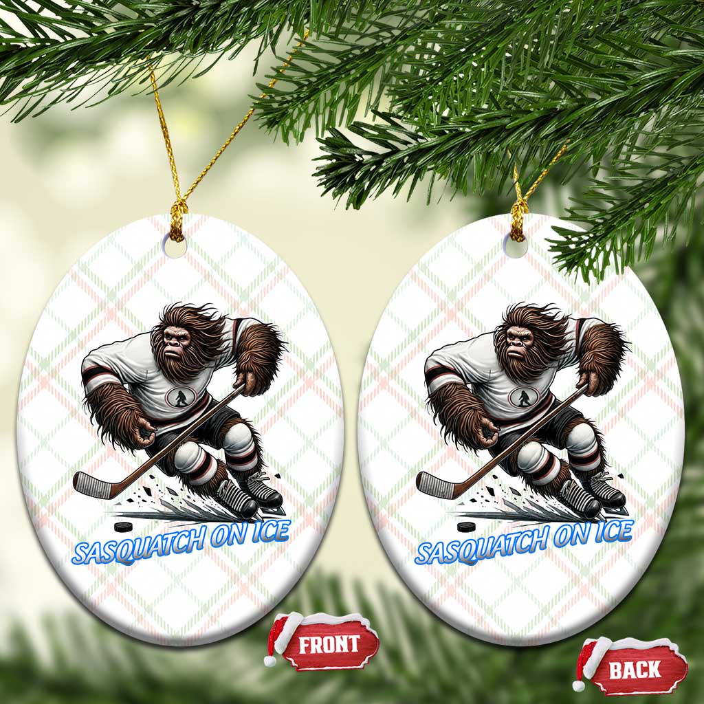 Sasquatch On Ice Ceramic Ornament Funny Bigfoot Hockey Player Gift TS12 Print Your Wear