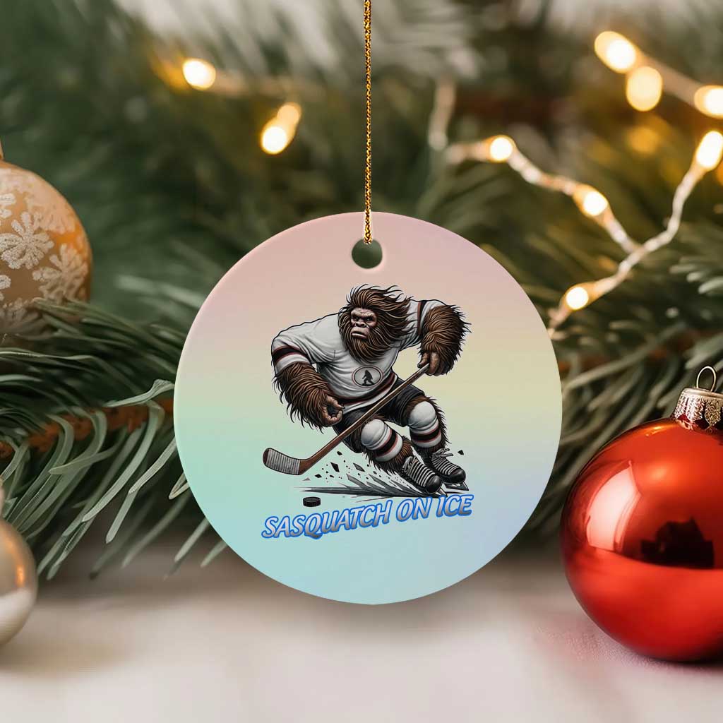 Sasquatch On Ice Ceramic Ornament Funny Bigfoot Hockey Player Gift TS12 1pc Pastel Print Your Wear