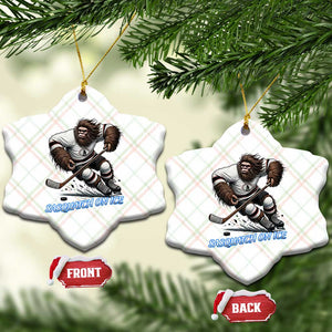 Sasquatch On Ice Ceramic Ornament Funny Bigfoot Hockey Player Gift TS12 Print Your Wear