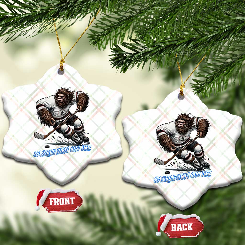 Sasquatch On Ice Ceramic Ornament Funny Bigfoot Hockey Player Gift TS12 Print Your Wear