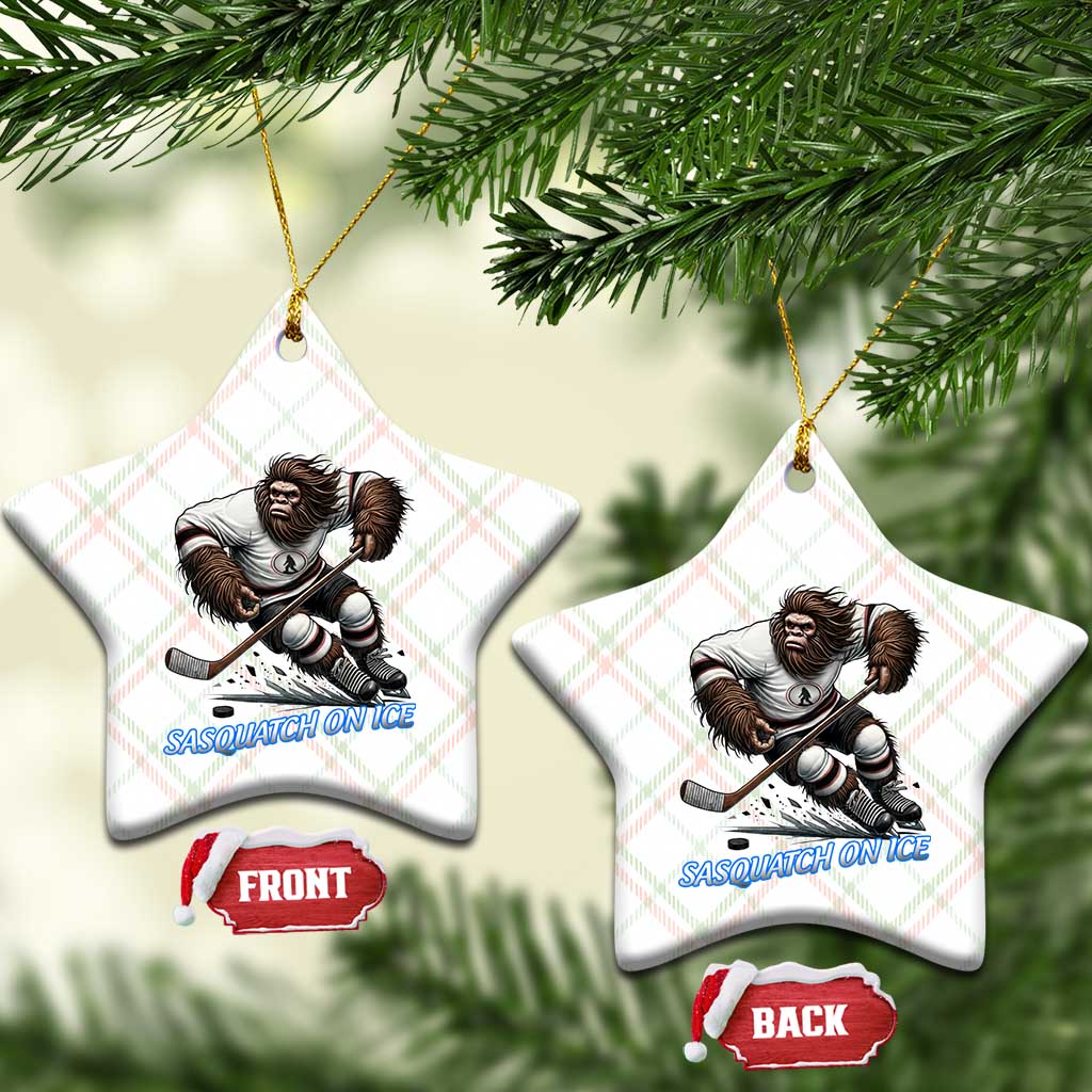 Sasquatch On Ice Ceramic Ornament Funny Bigfoot Hockey Player Gift TS12 Print Your Wear
