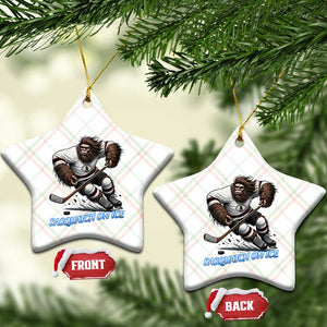 Sasquatch On Ice Ceramic Ornament Funny Bigfoot Hockey Player Gift TS12 Print Your Wear