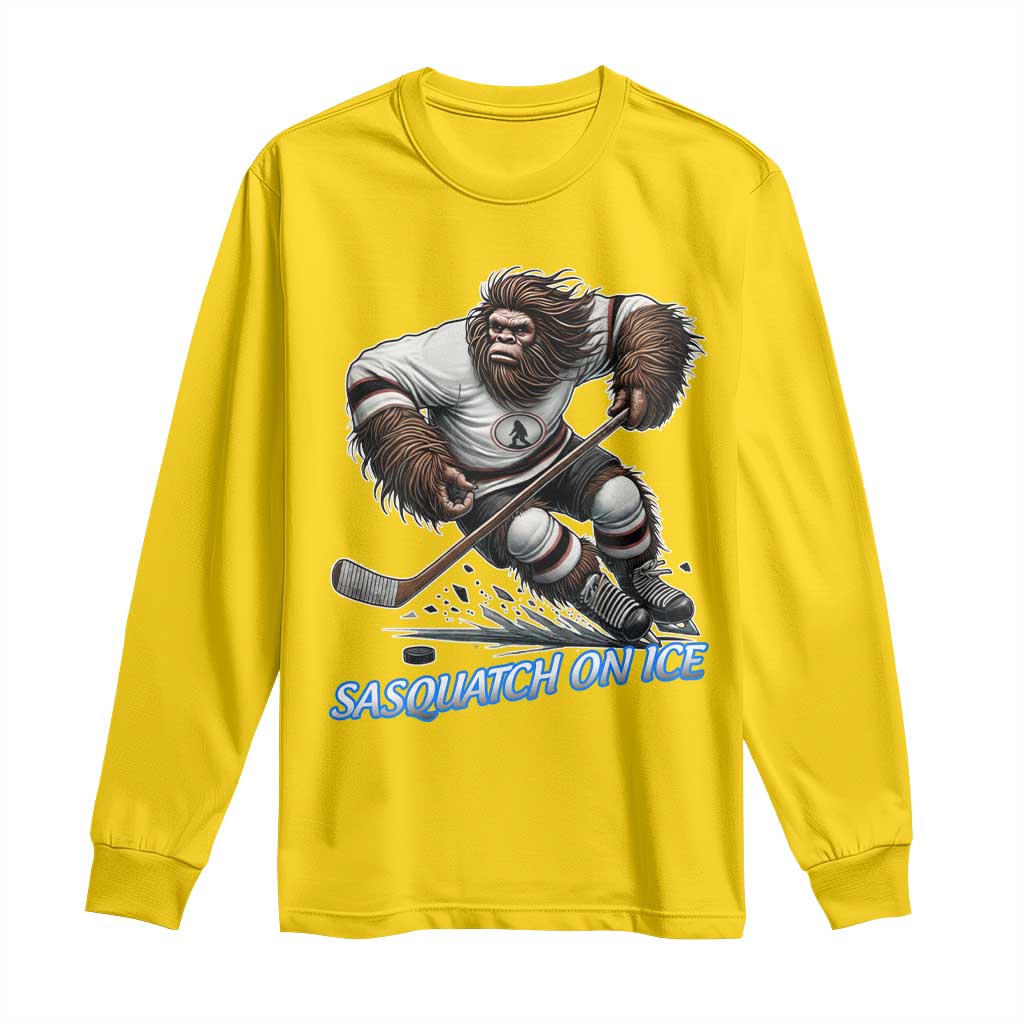 Sasquatch On Ice Long Sleeve Shirt Funny Bigfoot Hockey Player Gift TS12 Daisy Print Your Wear
