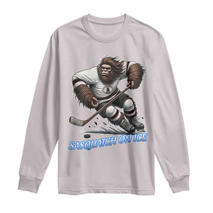 Sasquatch On Ice Long Sleeve Shirt Funny Bigfoot Hockey Player Gift TS12 Ice Gray Print Your Wear