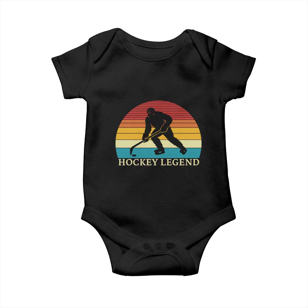 Bigfoot Hockey Legend Baby Onesie Retro Sasquatch Cryptid Player Gift TS12 Black Print Your Wear
