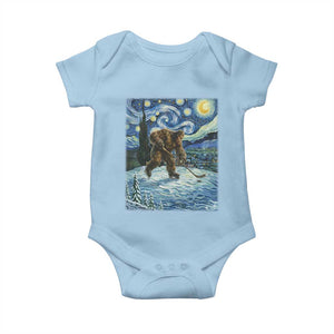 Cryptid Hockey Bigfoot Starry Night Inspired Funny Gift Baby Onesie TS12 Light Blue Print Your Wear