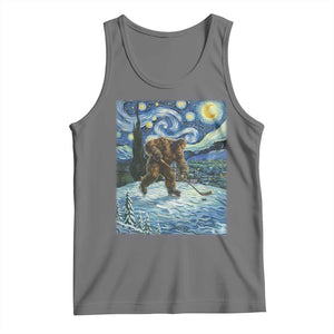 Cryptid Hockey Bigfoot Starry Night Inspired Funny Gift Tank Top TS12 Black Heather Print Your Wear