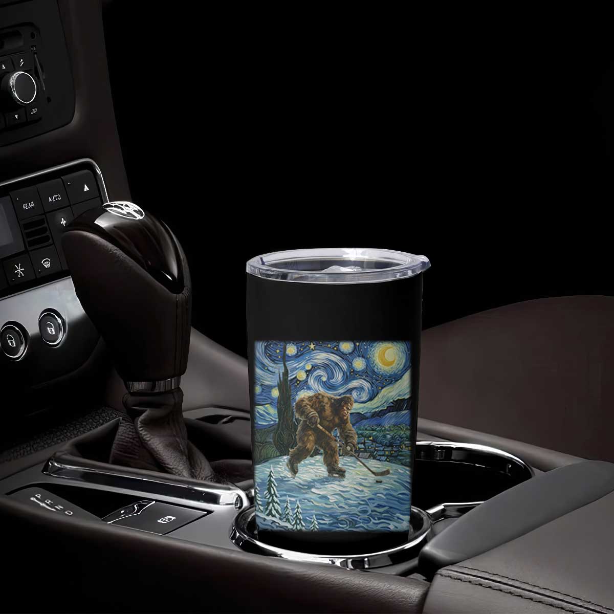 Cryptid Hockey Bigfoot Starry Night Inspired Funny Gift Tumbler Cup TS12 Print Your Wear
