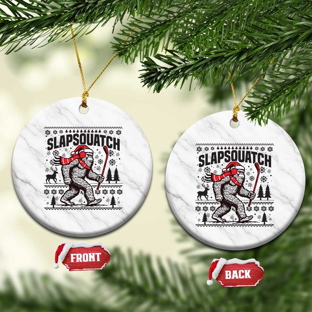 Slapsquatch Hockey Player Ceramic Ornament Funny Bigfoot Ugly Christmas Gift TS12 1pc White Marble Print Your Wear