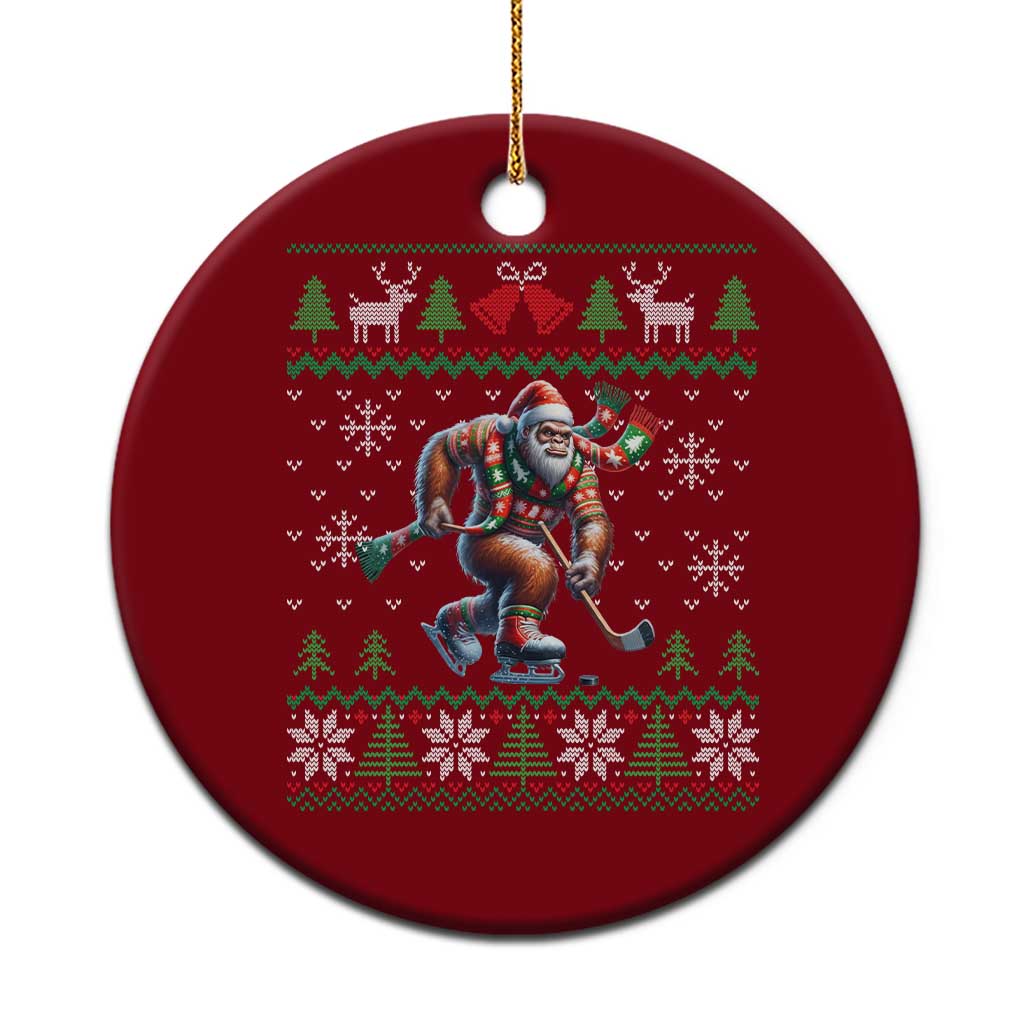Ugly Christmas Bigfoot Playing Hockey Ceramic Ornament Funny Xmas Gift TS12 1pc Red Print Your Wear