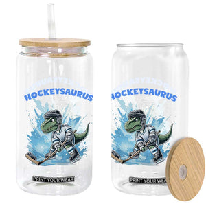 Hockeysaurus Glass Can Funny Dinosaur Playing Ice Hockey Gift TS12 Print Your Wear