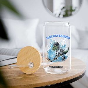 Hockeysaurus Glass Can Funny Dinosaur Playing Ice Hockey Gift TS12 Print Your Wear