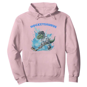 Hockeysaurus Hoodie Funny Dinosaur Playing Ice Hockey Gift TS12 Light Pink Print Your Wear