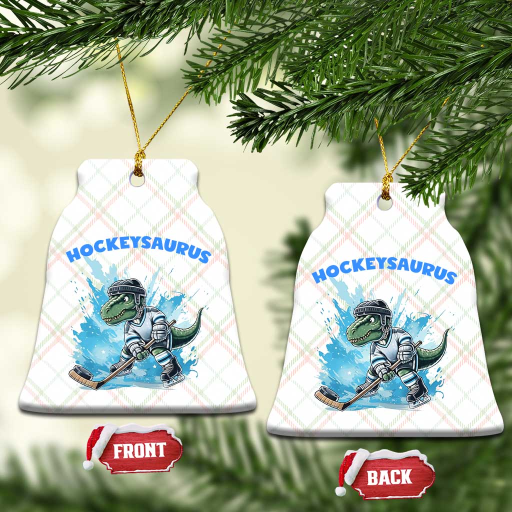 Hockeysaurus Ceramic Ornament Funny Dinosaur Playing Ice Hockey Gift TS12 Print Your Wear