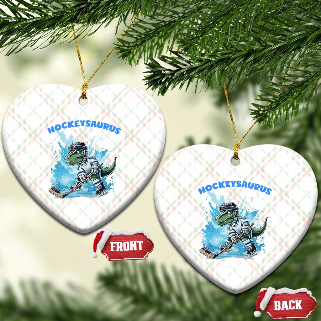 Hockeysaurus Ceramic Ornament Funny Dinosaur Playing Ice Hockey Gift TS12 Print Your Wear