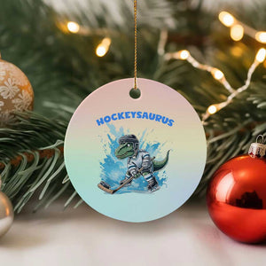 Hockeysaurus Ceramic Ornament Funny Dinosaur Playing Ice Hockey Gift TS12 1pc Pastel Print Your Wear
