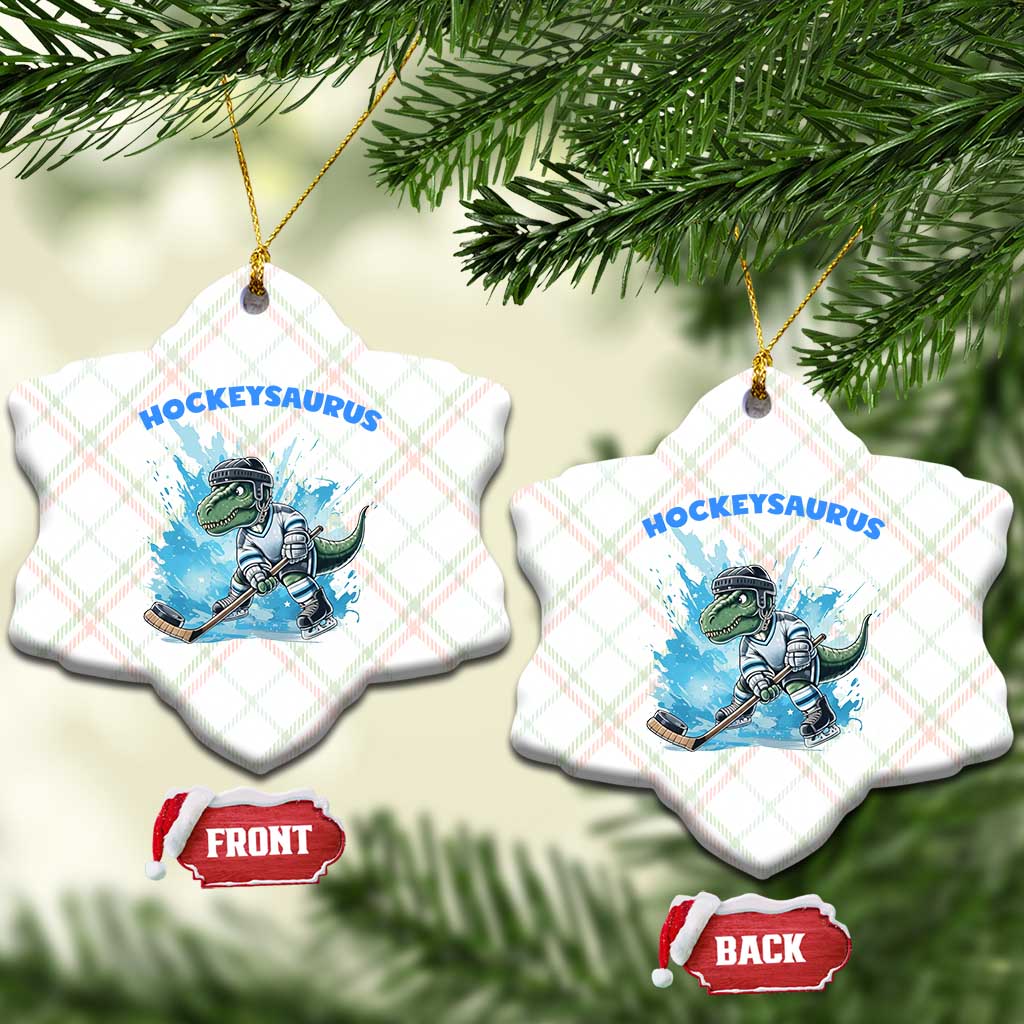 Hockeysaurus Ceramic Ornament Funny Dinosaur Playing Ice Hockey Gift TS12 Print Your Wear