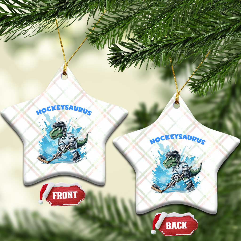 Hockeysaurus Ceramic Ornament Funny Dinosaur Playing Ice Hockey Gift TS12 Print Your Wear
