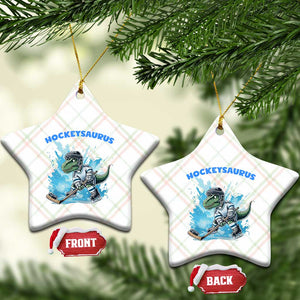 Hockeysaurus Ceramic Ornament Funny Dinosaur Playing Ice Hockey Gift TS12 Print Your Wear