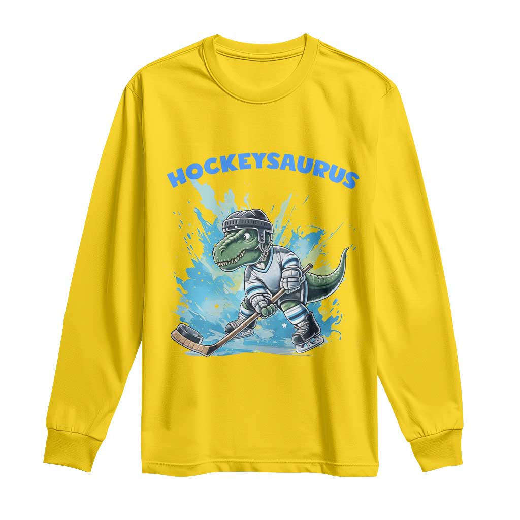 Hockeysaurus Long Sleeve Shirt Funny Dinosaur Playing Ice Hockey Gift TS12 Daisy Print Your Wear
