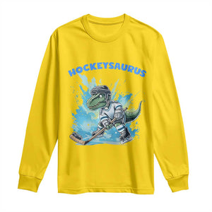 Hockeysaurus Long Sleeve Shirt Funny Dinosaur Playing Ice Hockey Gift TS12 Daisy Print Your Wear