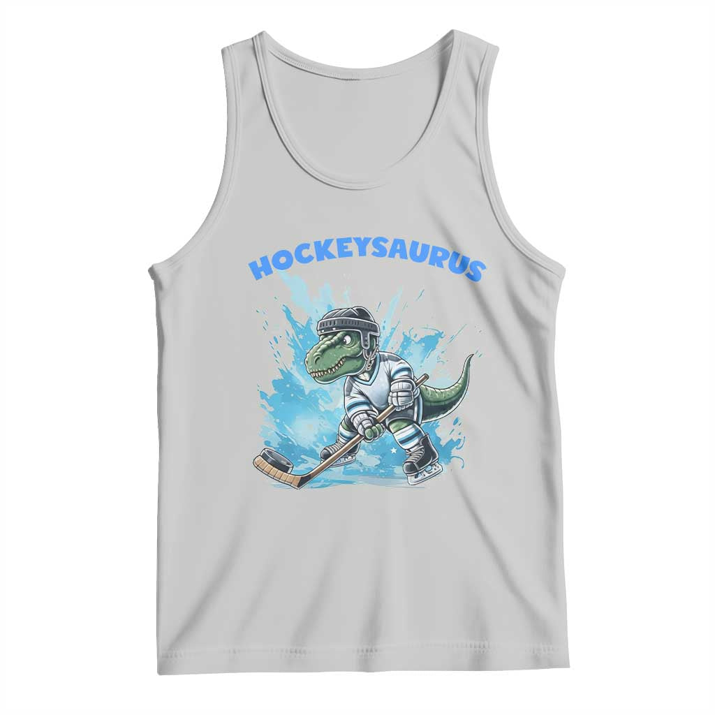 Hockeysaurus Tank Top Funny Dinosaur Playing Ice Hockey Gift TS12 Ash Print Your Wear