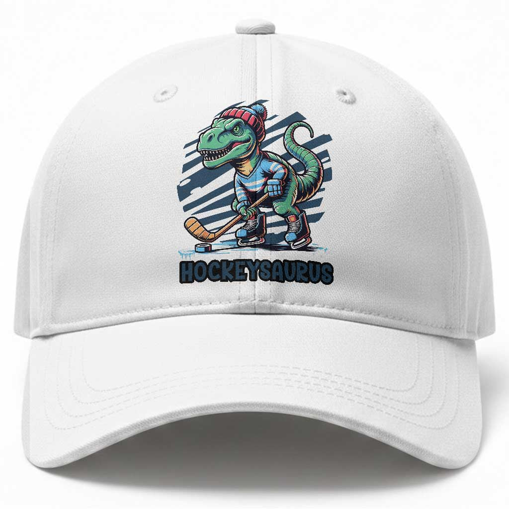 Funny Dinosaur Playing Ice Hockey Baseball Cap Hockeysaurus Gift For Kids TS12 Print Your Wear