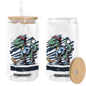 Funny Dinosaur Playing Ice Hockey Glass Can Hockeysaurus Gift For Kids TS12 Print Your Wear