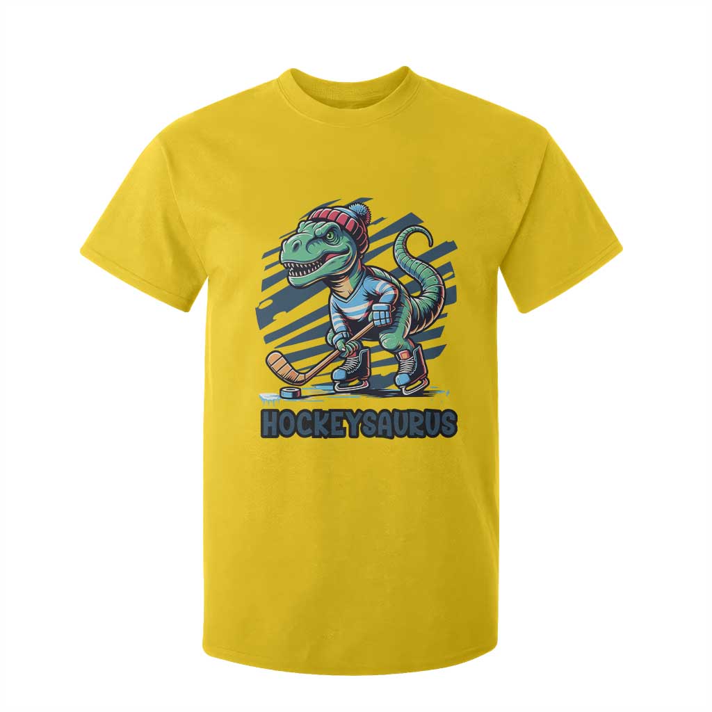 Funny Dinosaur Playing Ice Hockey T Shirt For Kid Hockeysaurus Gift For Kids TS12 Daisy Print Your Wear