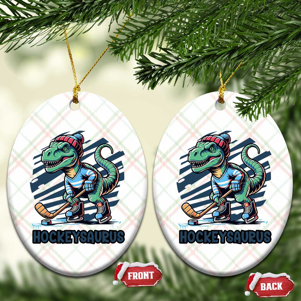 Funny Dinosaur Playing Ice Hockey Ceramic Ornament Hockeysaurus Gift For Kids TS12 Print Your Wear