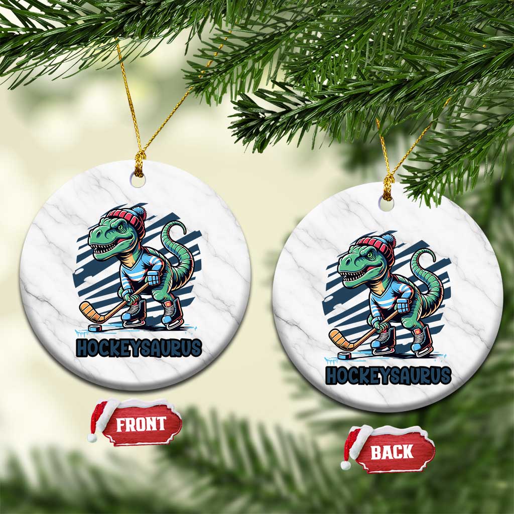 Funny Dinosaur Playing Ice Hockey Ceramic Ornament Hockeysaurus Gift For Kids TS12 1pc White Marble Print Your Wear