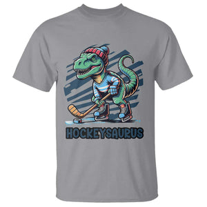 Funny Dinosaur Playing Ice Hockey T Shirt Hockeysaurus Gift For Kids TS12 Sport Gray Print Your Wear