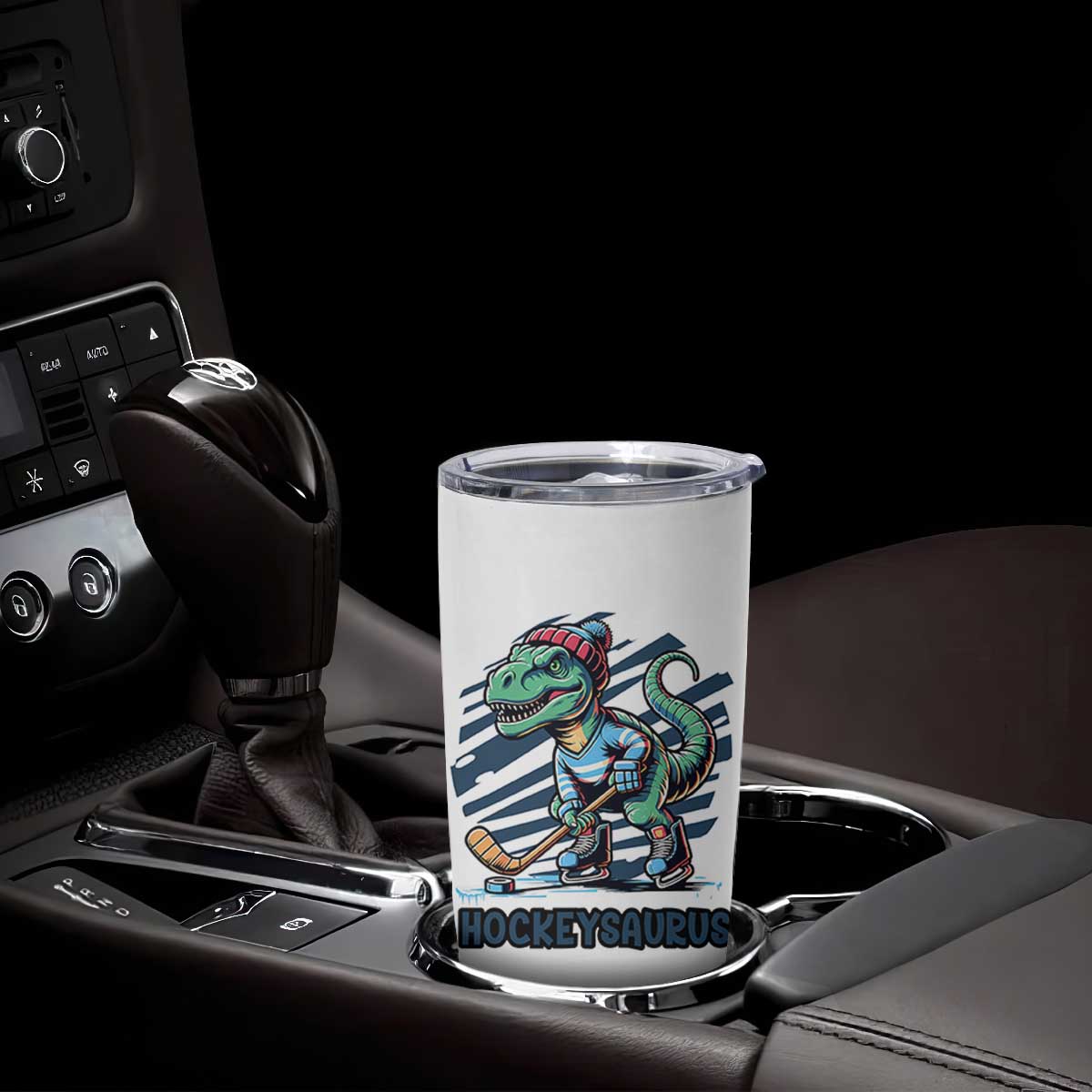Funny Dinosaur Playing Ice Hockey Tumbler Cup Hockeysaurus Gift For Kids TS12 Print Your Wear