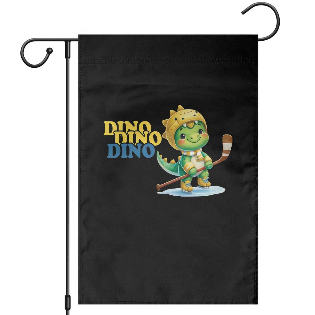 Funny Dinosaur Playing Ice Hockey Garden Flag Gift For Dino Lovers TS12 Black Print Your Wear