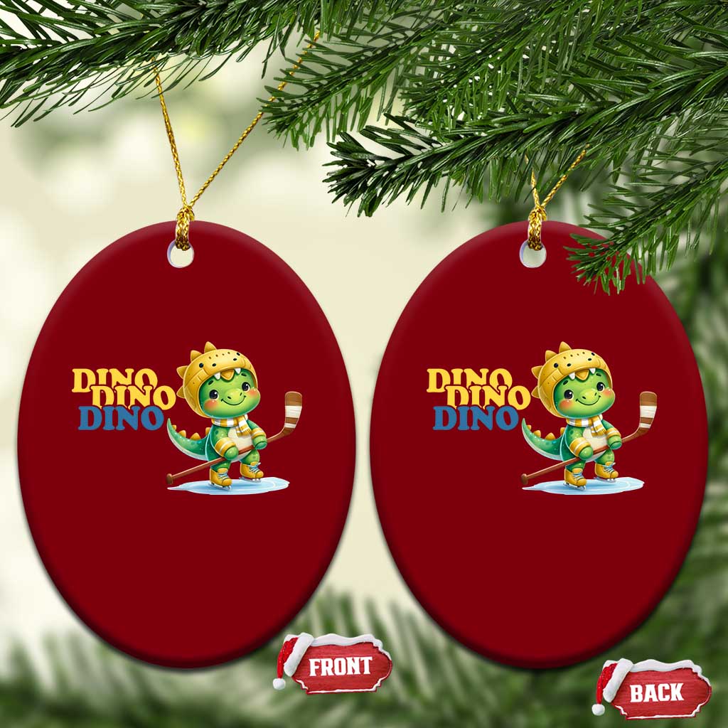 Funny Dinosaur Playing Ice Hockey Ceramic Ornament Gift For Dino Lovers TS12 Print Your Wear
