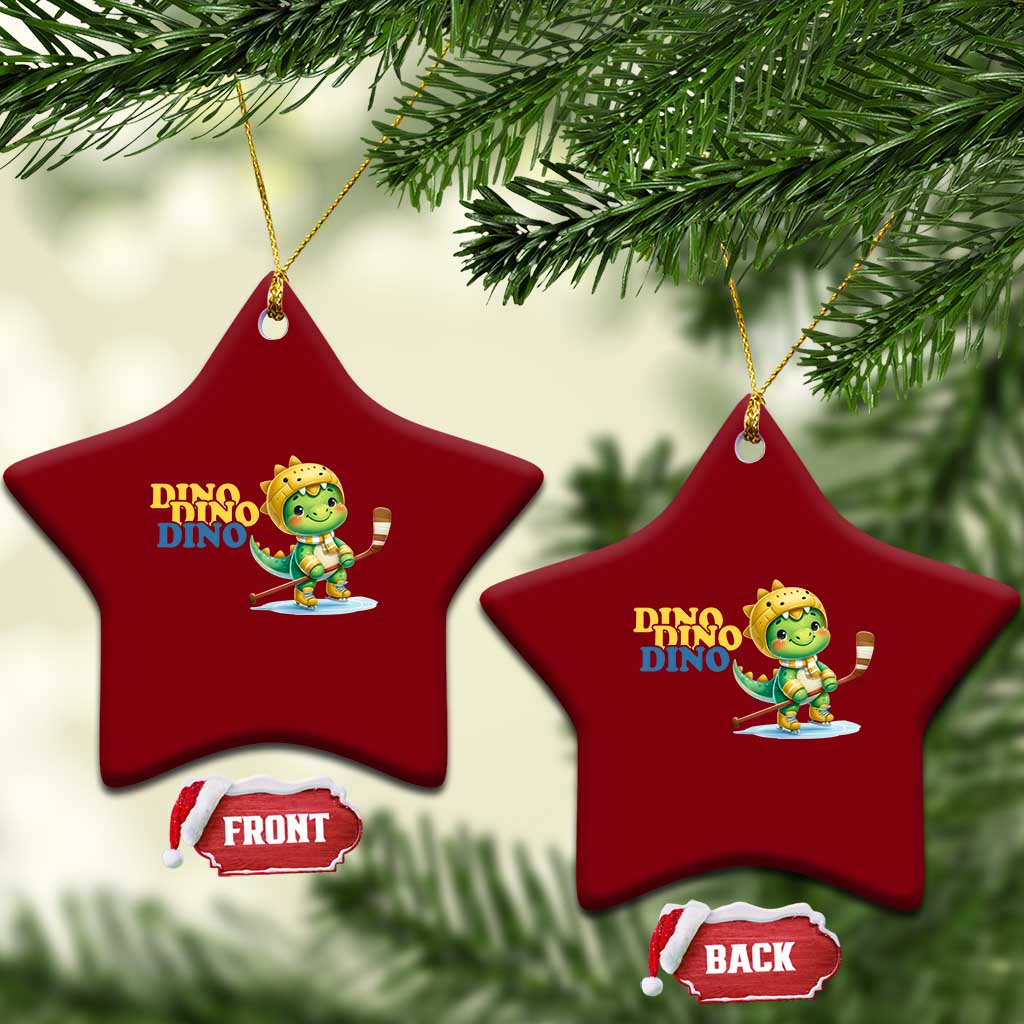 Funny Dinosaur Playing Ice Hockey Ceramic Ornament Gift For Dino Lovers TS12 Print Your Wear