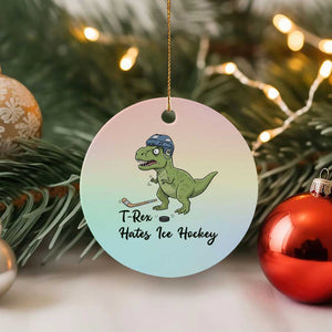 Dino Hates Ice Hockey Ceramic Ornament Funny Ice Sports Dinosaur Gift TS12 1pc Pastel Print Your Wear
