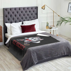 Funny Husky Playing Ice Hockey Throw Blanket Gift For Dog Lovers TS12 Print Your Wear