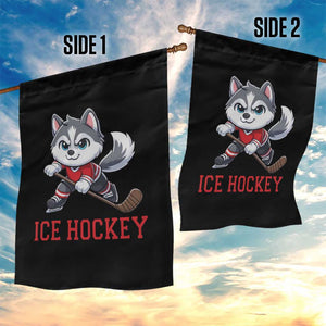 Funny Husky Playing Ice Hockey Garden Flag Gift For Dog Lovers TS12 Print Your Wear