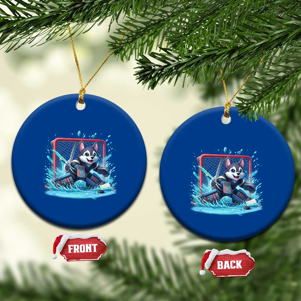 Siberian Husky Ice Hockey Player Ceramic Ornament Funny Goalie Gift TS12 1pc Blue Print Your Wear