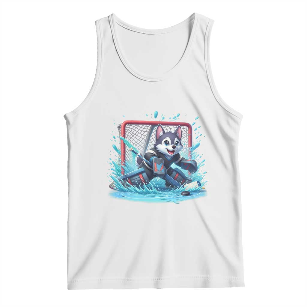Siberian Husky Ice Hockey Player Tank Top Funny Goalie Gift TS12 White Print Your Wear