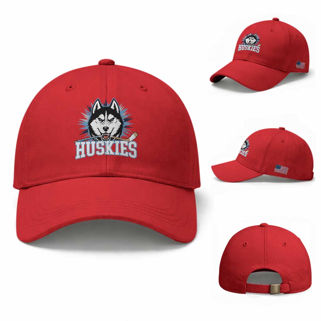 Cool Siberian Husky Ice Hockey Baseball Cap Gift For Dog Lovers TS12 Baseball Cap Universal Fit Red Print Your Wear