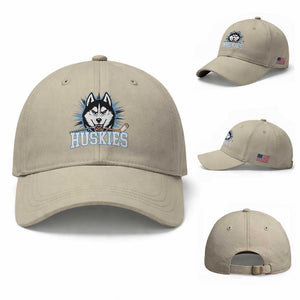 Cool Siberian Husky Ice Hockey Baseball Cap Gift For Dog Lovers TS12 Baseball Cap Universal Fit Beige Print Your Wear